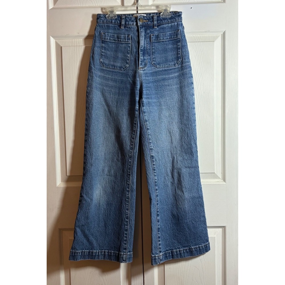 Rollas High Rise Wide Leg Organic Cotton Blue Denim Jeans US Size 26 Aussie 8